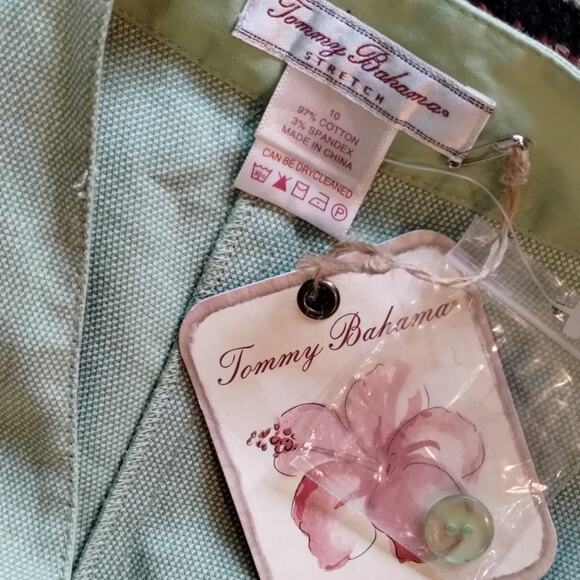 Tommy Bahama NEW Cotton Stretch Pastel Green Pocketed  Cropped Capri Pants 10 - Picture 8 of 12
